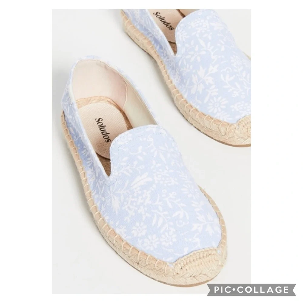 NWOB Soludos Blue Bonnet Slip On Espadrille Loafers in Blue